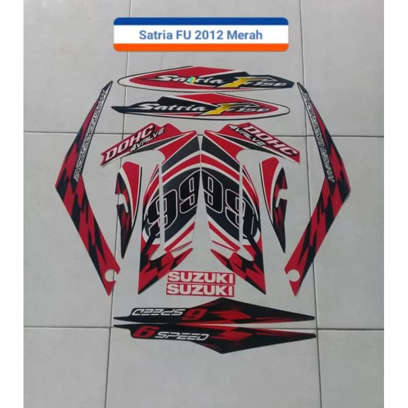 Striping Sticker Motor Suzuki Satria Fu 2012 Merah