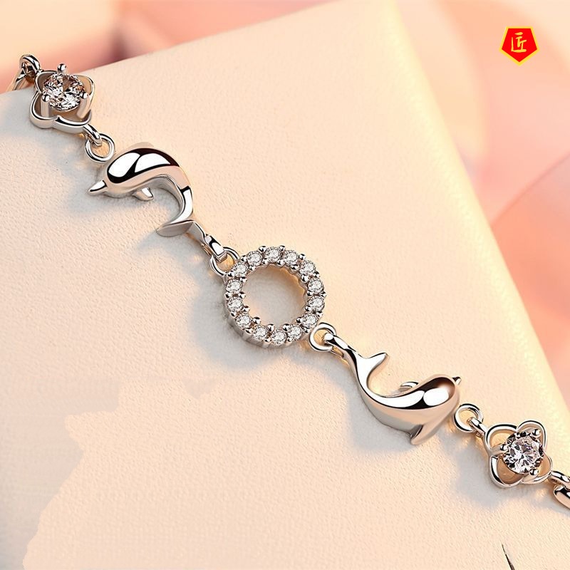 [Ready Stock]Simple Personality 925 Silver Dolphin Bracelet