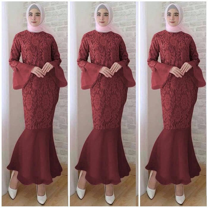 MAXI DRESS MUSLIM\\u002F MAXY HIJAB PESTA CANTIK - MERMAID (vs) - Mocca