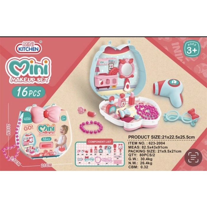 Mainan Tas Koper Mini Make Up Set 16pcs 623-2004