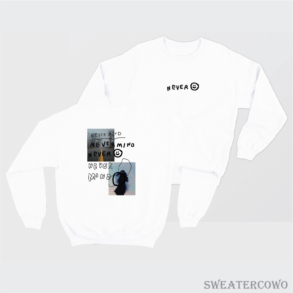 Sweaterpolos Basic Sweater NEVER-M ( Sablon ) Unisex Pria &amp; Wanita