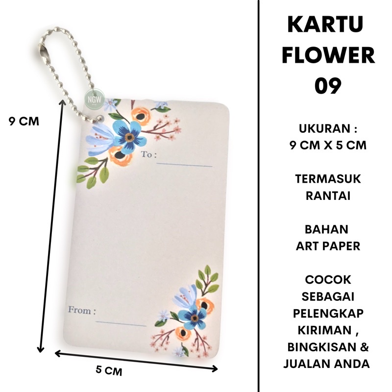 Kartu polos bunga flower 09 set rantai ecer