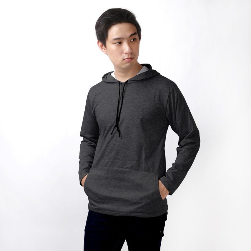 kaos Hoodie saku lengan panjang polos 1