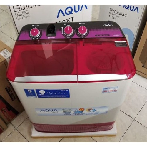 Mesin Cuci 2 Tabung AQUA Sanyo AQW 780 XT Hijab Series Cuci dan Kering Low Watt 7.5 KG