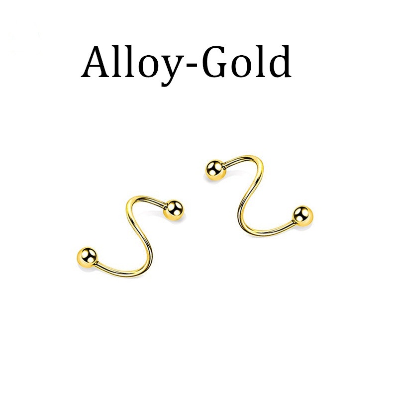 S925 Anting Bentuk Spiral Gaya Retro Untuk Wanita-Alloy-gold