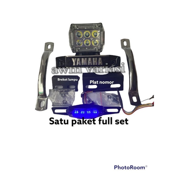 Paket Bandung Style Lampu 6 LED 3 Senja / Lampu Stop Rx-King Mini / Kumisan Yamaha / behel samping Rx-king Full Set