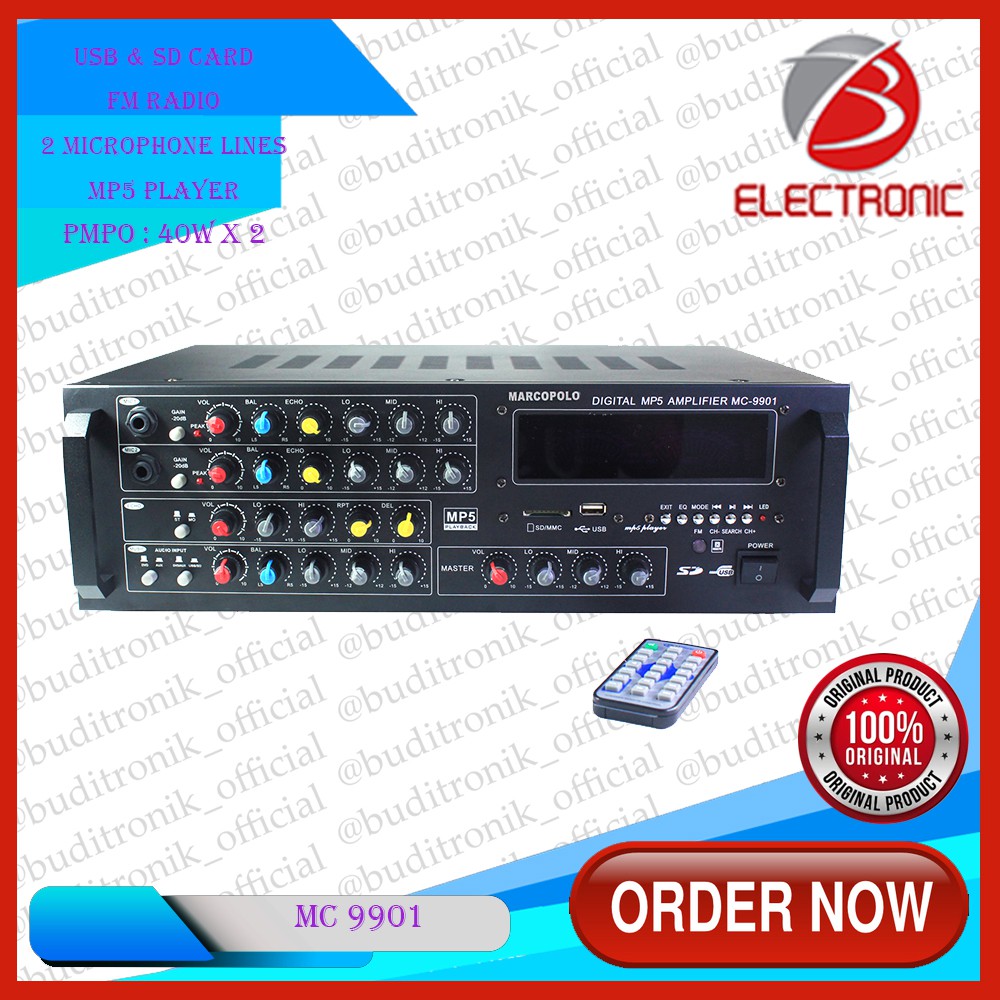 Amplifier Power Mixer 4Channel Marcopolo MC-9901 DIGITAL Mp5 Player