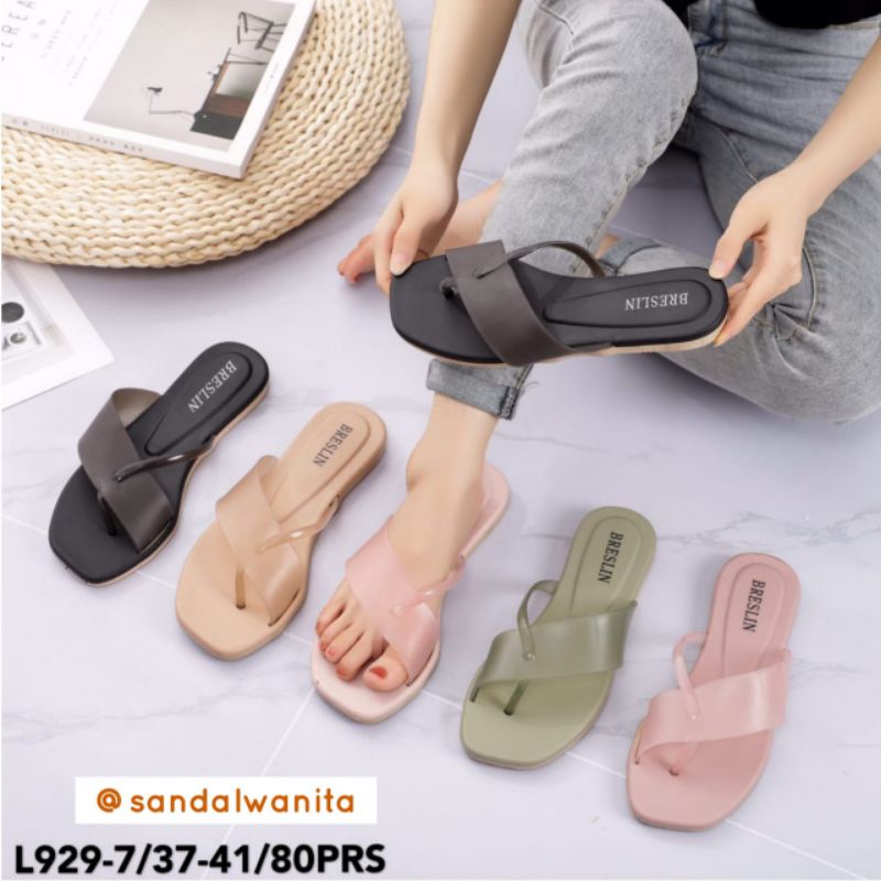 Sandal Jelly Wanita Slop Jepit Jempol Import Breslin 929-7