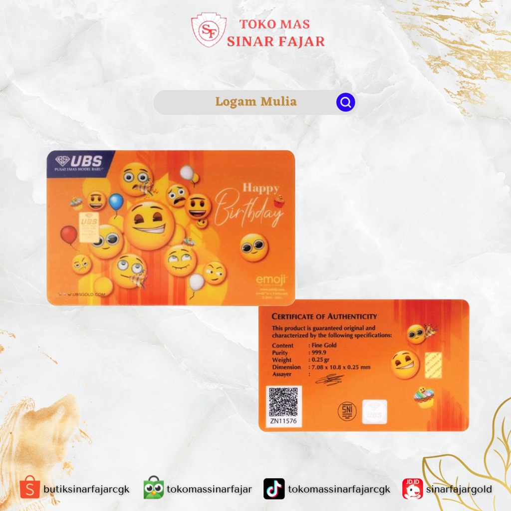 LM UBS MINI GIFT EMOJI HAPPY BIRTHDAY EDITION 0.25 GR