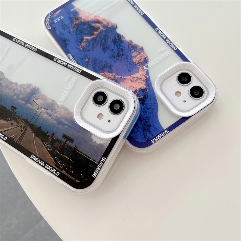 3 in 1 case Transparan Motif Lukisan Minyak Untuk iphone 11 pro max 13 12 pro max Xs max XR 7 8 plus Se20