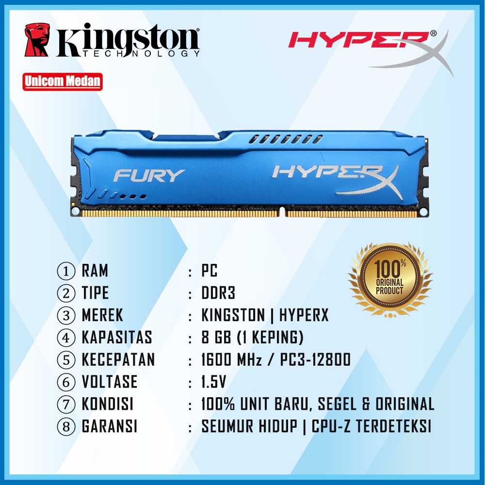 RAM PC DDR3 8GB HYPERX 1600MHZ | PC3-12800 | KINGSTON | RAM GAMING | PC GAMING