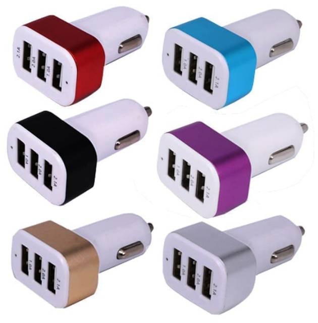 USB 3IN1 CHARGER MOBIL Motor Car Charger Colokan Mobil 3 Port USB Adaptor Charger Mobil Murah