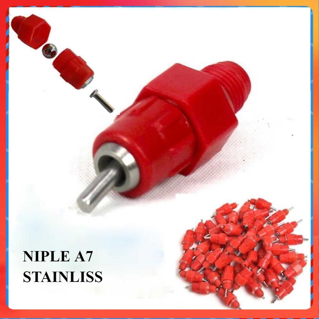 Nipple Ayam Petelur A7 Alat Tempat Botol Minum Ayam Unggas Ternak Hewan Niple Nepel Nipel