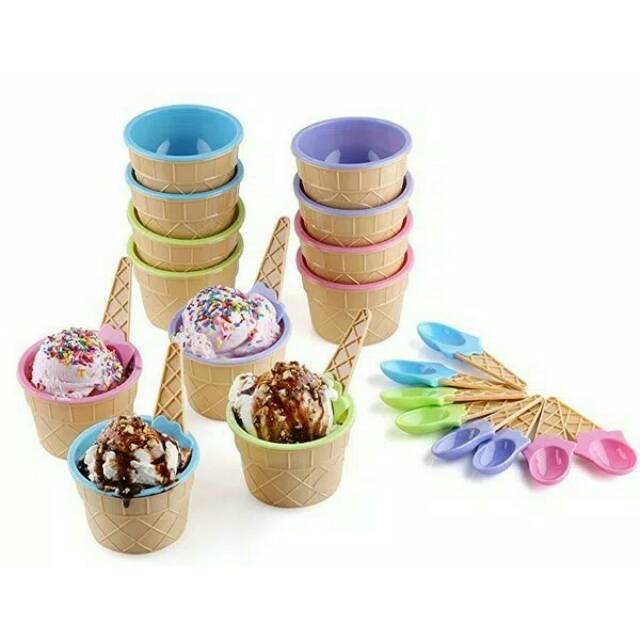 Mangkok Es Krim Ice Cream Bowl Set Dessert Bowl Salad Bowl Set Mangkok dan Sendok