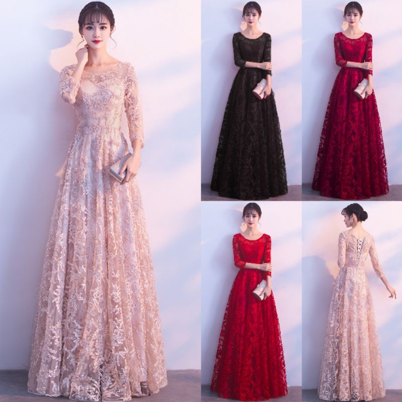 Realpic G234 Bisa custom XS-3XL Gaun mewah impor gaun bridal gaun berlengan dress pesta gaun pesta