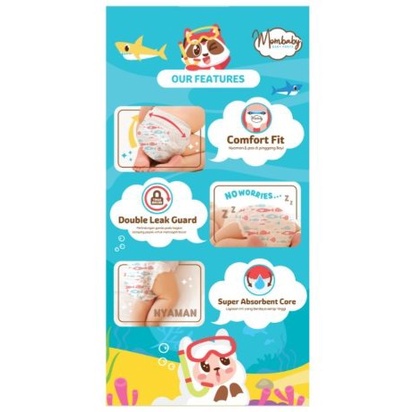 MomBaby Diapers Pants Popok Bayi Celana S54+6/ M50+6 / L42+6 / XL 36+6 / XXL32+6