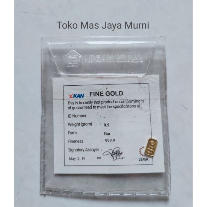 Logam Mulia Antam Retro Vertikal 0.5 gram Kadar 999.9