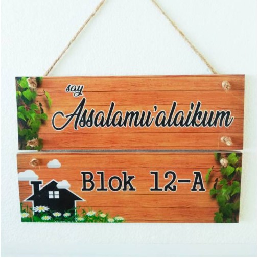 grosiramanah pajangan dinding, walldecor susun, papan nomer rumah motif assalamualaikum