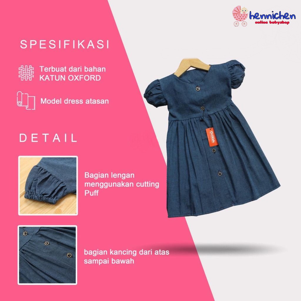 Dress Anak Oxford Atasan Perempuan Danish (9 Bulan-6/7 Tahun) OVIKIDS