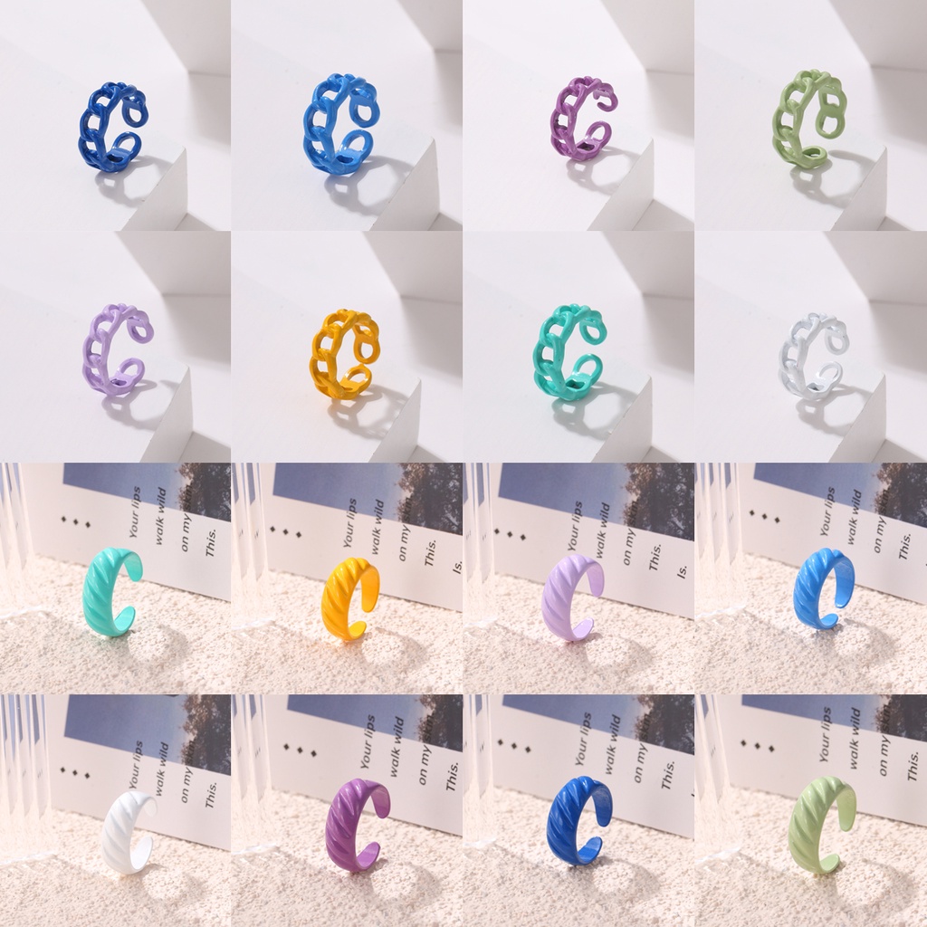 Opening Resin Rings Acrylic Rings Candy Color Personality Ring Bracelet Jewelry