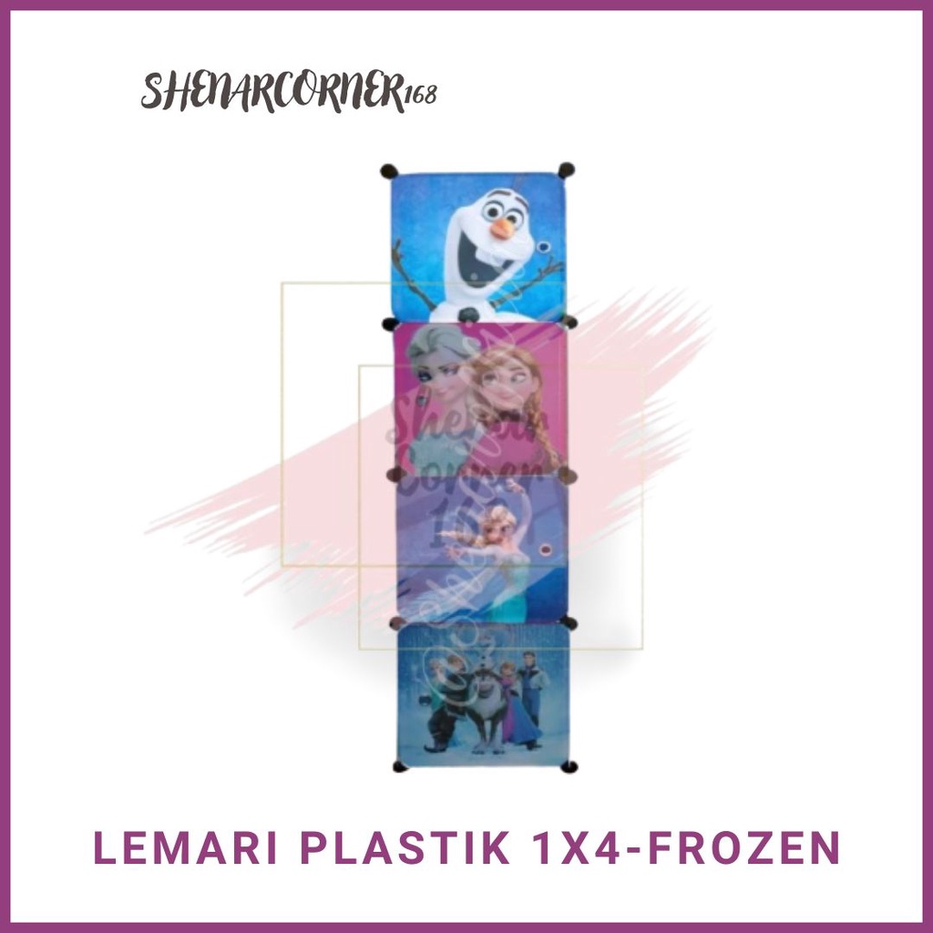 SHENAR LEMARI PLASTIK (1X4) 4 KOTAK BAJU PAKAIAN ANAK BAYI PORTABLE BONGKAR PASANG KARAKTER DORAEMON, SHENARCORNER168