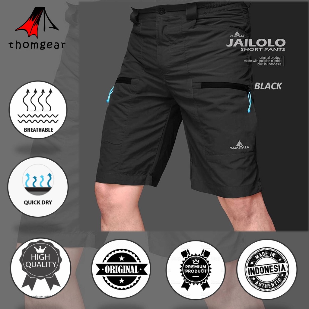 Yamitala Jailolo Unisex Celana Pendek Gunung Outdoor Hiking Pendek  Pria Wanita Laki Laki Cewek Cewe Cowok Cowo Dewasa Quickdry Stretch Elastis Slim Fit Reguler Karet Pinggang Original Terbaru Ukuran S Xl 27 Jumbo Thomgear