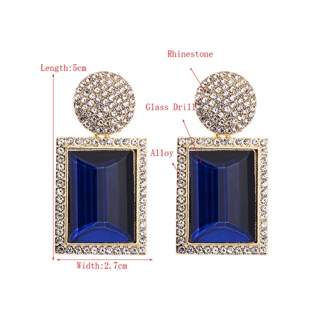 LRC Anting Tusuk Fashion White Geometric Shaped Glass Diamond Alloy Earrings D95404