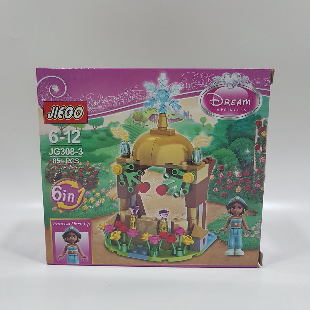 Mainan Rakit Blok Bentuk Kastil Princess Disney Jasmine Jiego 6in1