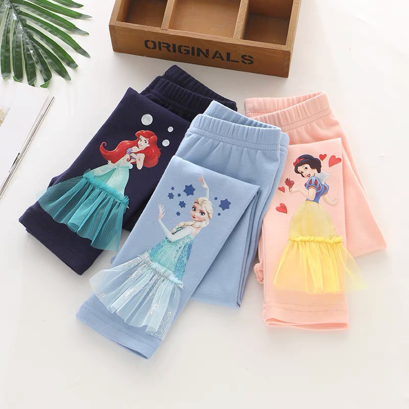 Legging Anak Import motif 3D Princess Frozen/Mermaid/Snow White/Sofia