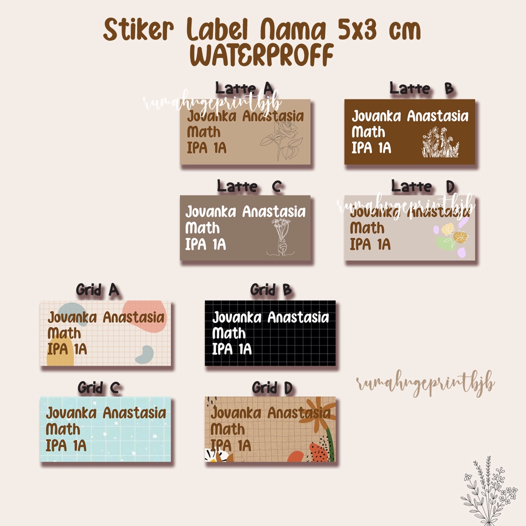 

LABEL NAMA STIKER WATERPROFF ISI 30 PCS