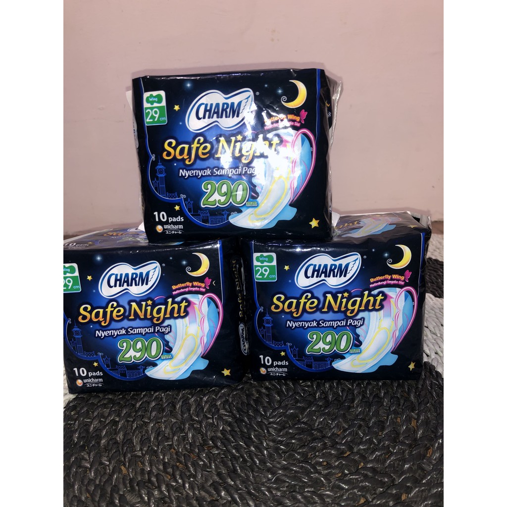 Charm Pembalut Safe Night 29Cm Wing Isi 10 Pads Softex Charm Wanita Butterfly Wings Softek Unicharm Original Ekonomis Nyenyak Sampai Pagi