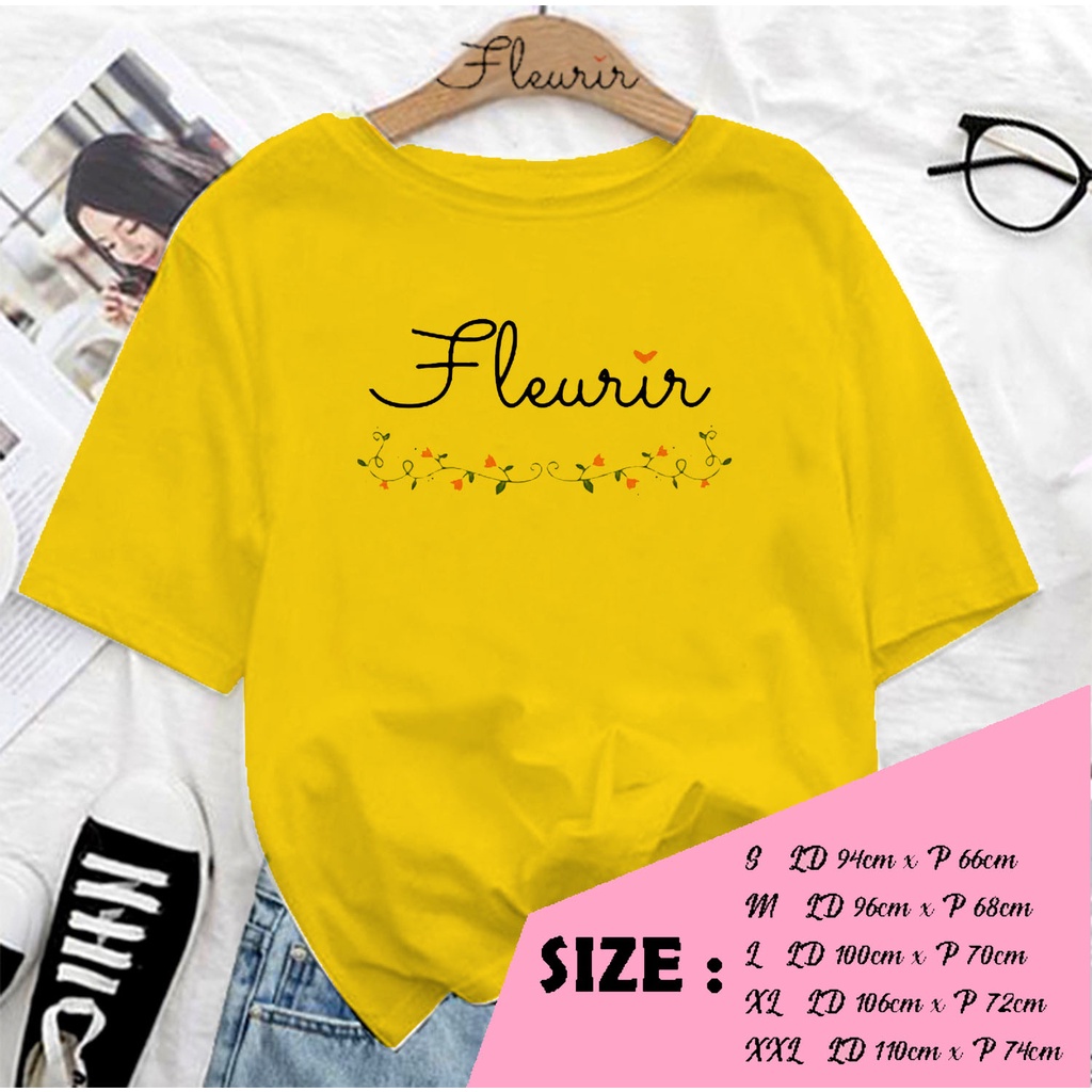 FLEURIR - KAOS LUCU NYAMAN KATUN WANITA DEWASA UNISEX