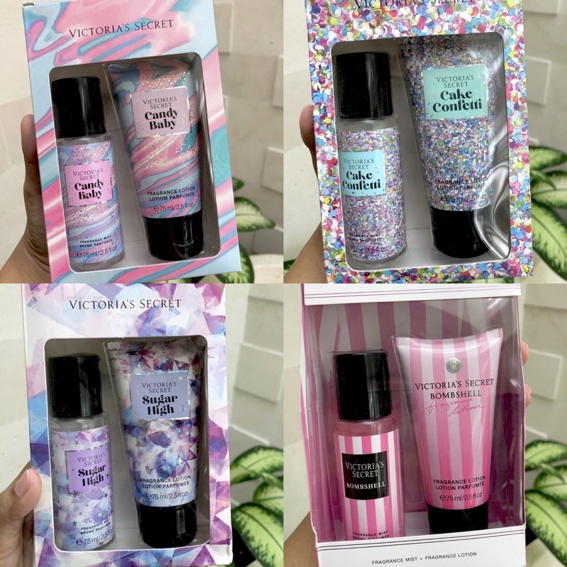 bundle Victoria Secret gift set bodymist body lotion masing masing 75ml