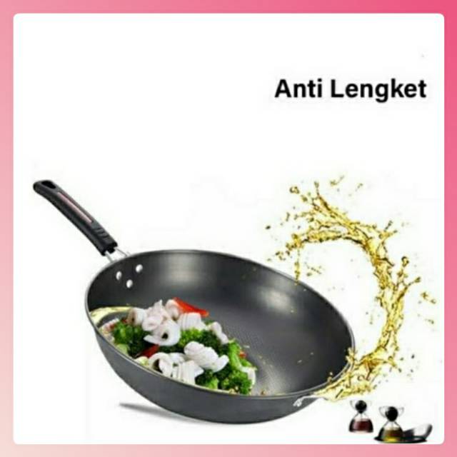Wajan enamel , wajan anti lengket, wajan gagang,wajan enamel gagang diameter 32cm