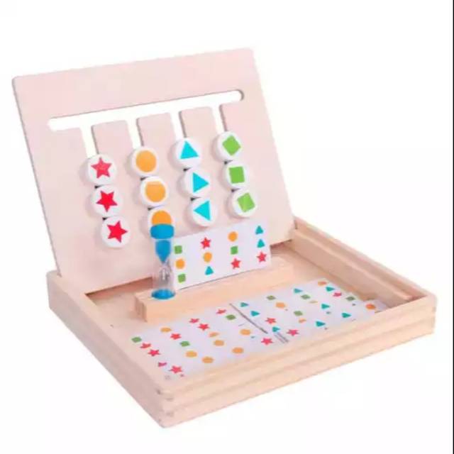 Montessori wooden toys mainan edukasi Four colour Game Puzzle