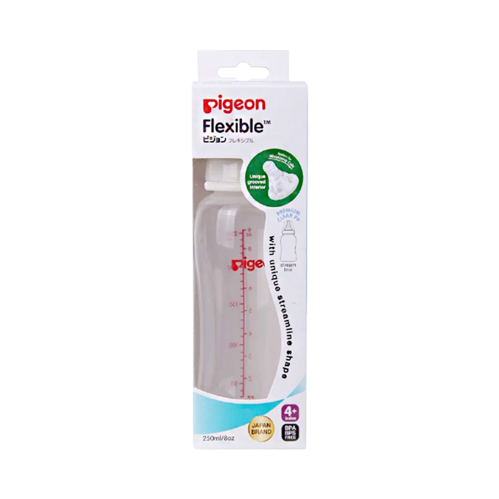 Pigeon Botol Susu Flexible Peristaltic Premium Crystal Clear PP Streamline Bottle 250ml