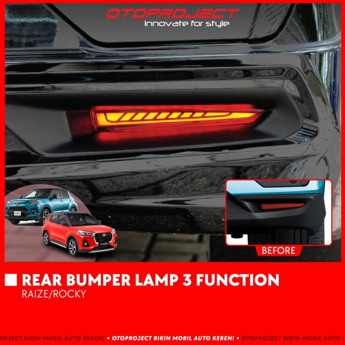 Lampu Belakang Mobil Raize Rocky Rear Bumper Reflektor Lamp 3 Fungsion