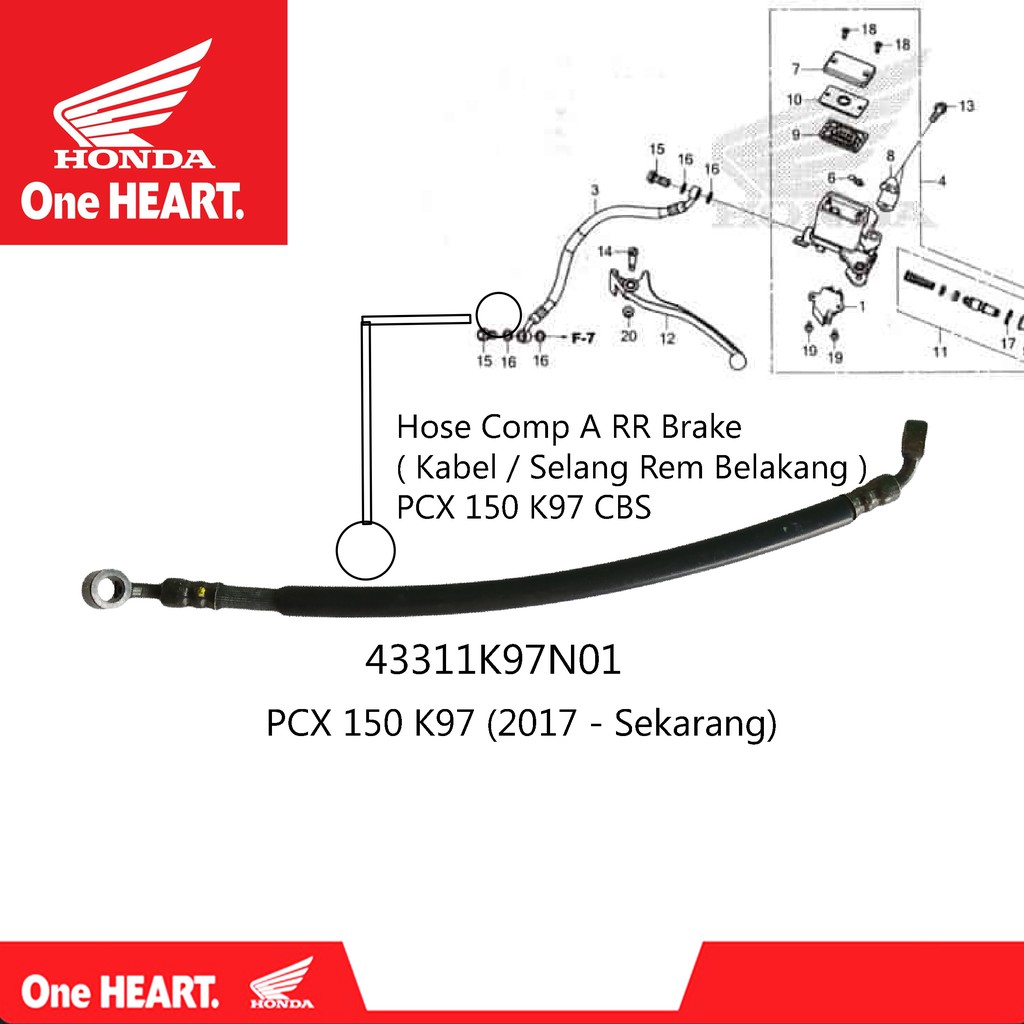 selang rem belakang pcx 150 CBS selang rem belakang pcx 150 lokal tipe CBS original