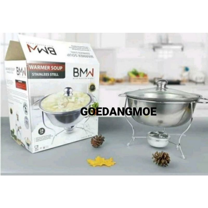 Warmer soup bulat Wadah Tempat saji hidangan bulat BMW