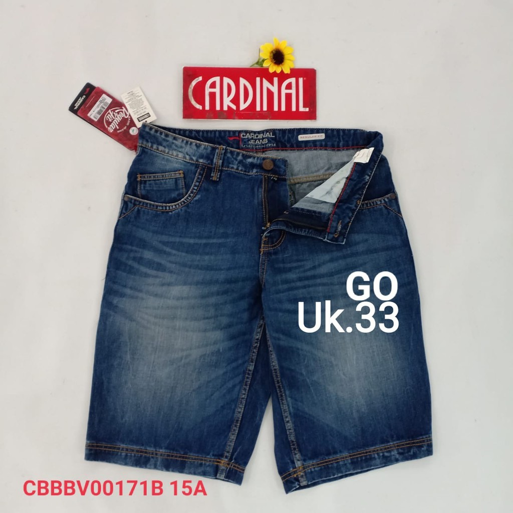 BB 33 CARDINAL CBBBV Celana Pendek Cowok Dewasa Jeans Bermuda Casual Sobek Slimfit Reguler Fit