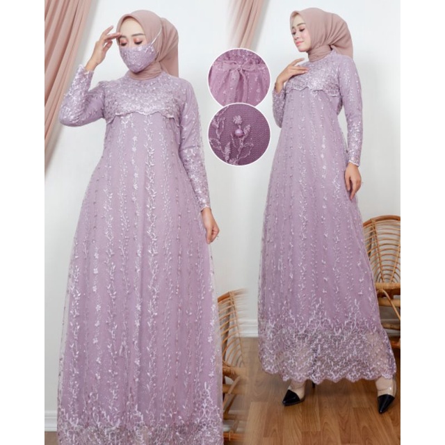 GAMIS PESTA GAMIS RATU KEBAYA MODERN GAMIS BRUKAT TILE ORIGINAL DFS KEBAYA