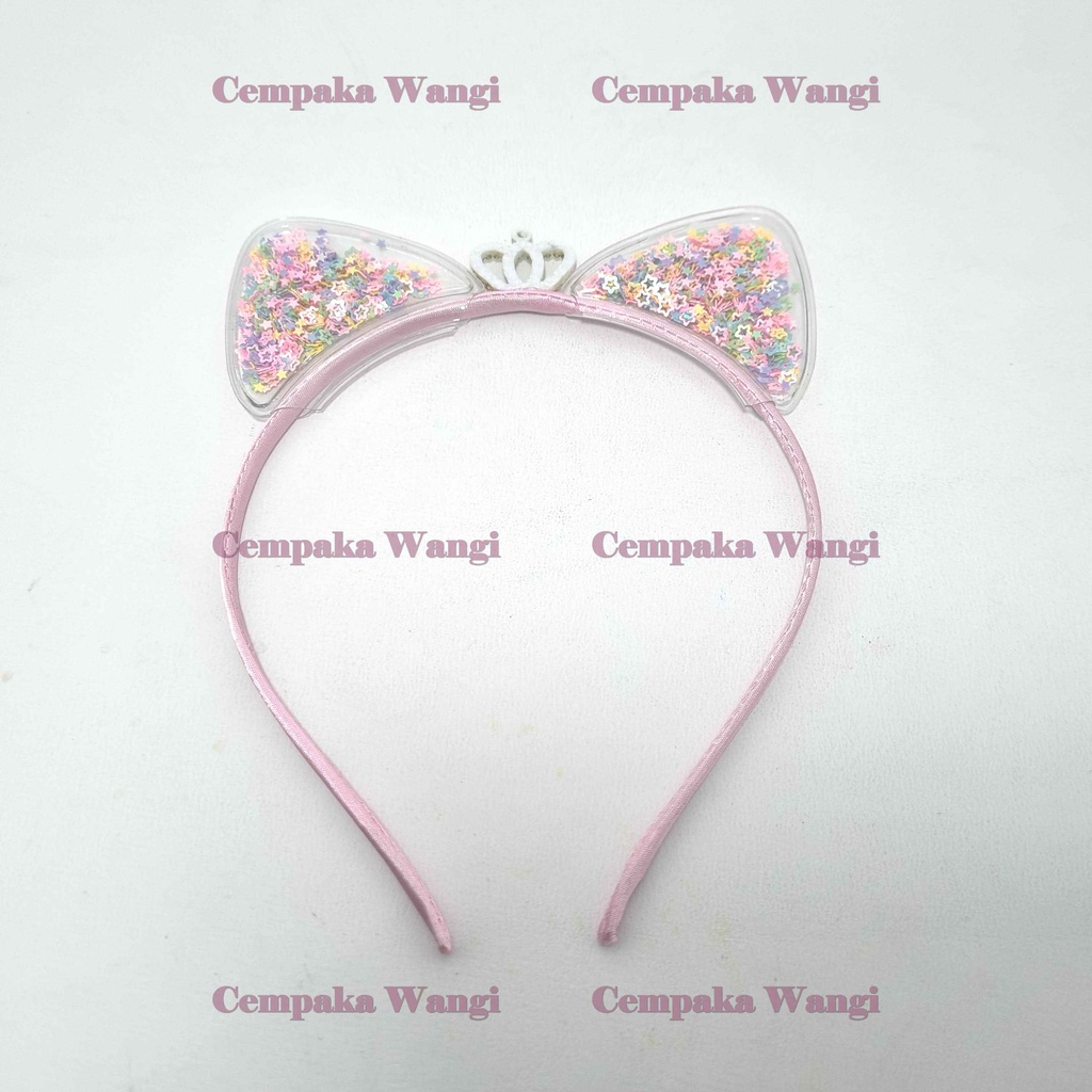 bando glitter - bando anak perempuan motif kuping kucing pita manik