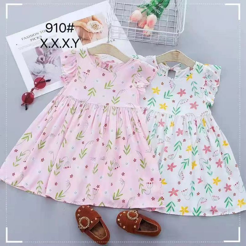 dress anak perempuan usia 1-4 tahun bahan katun rayon import