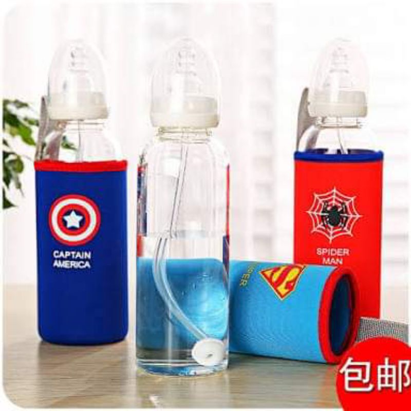 BOTOL KACA JUS/DOT ANAK ANAK SUPERMAN 360ml