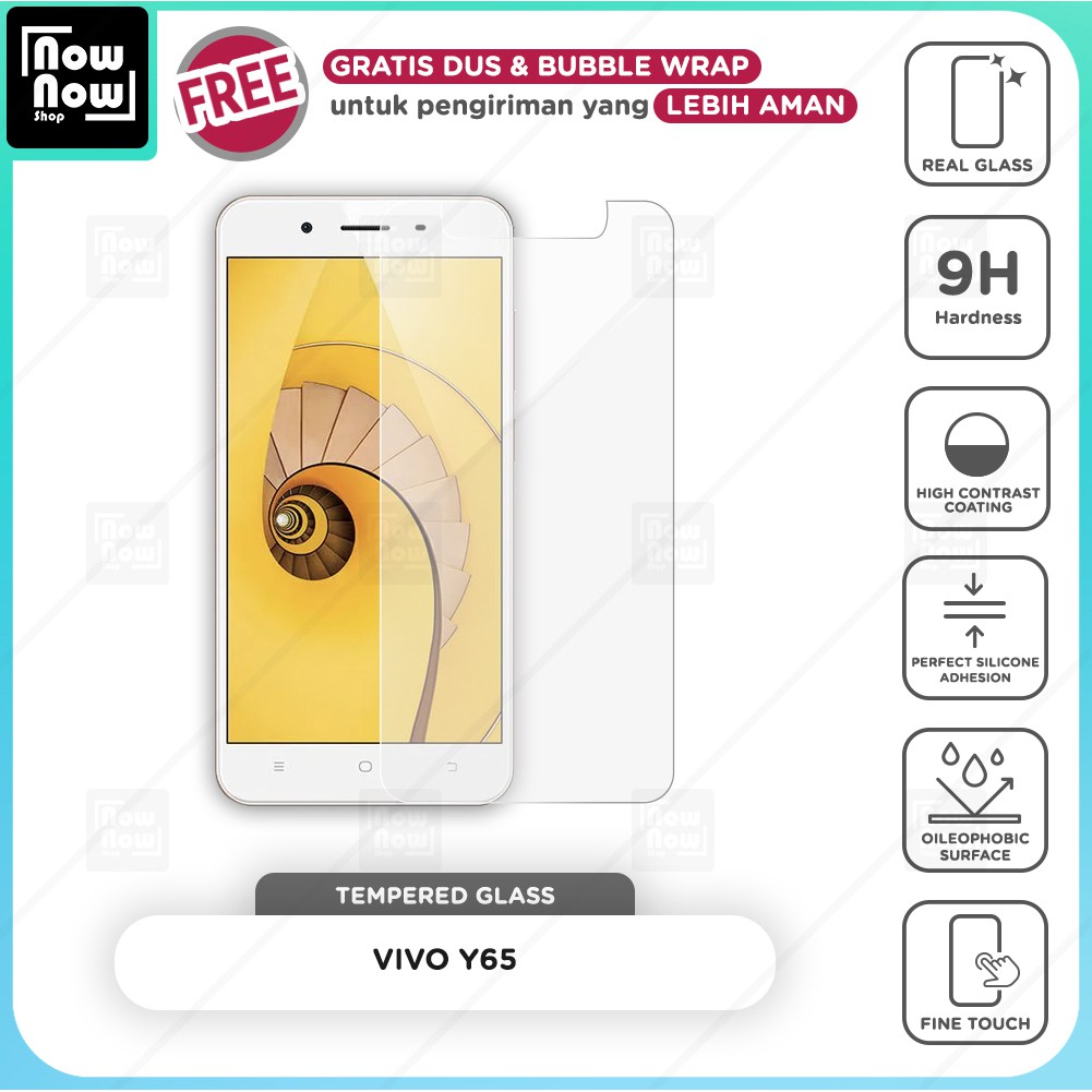 Tempered Glass Anti Gores Vivo Y65 Screen Guard Protector 9H Kaca Temperglass