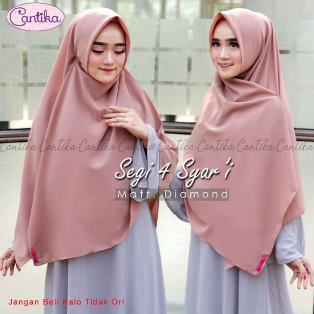 SEGI EMPAT SYARI POLOS/JILBAB CANTIKA/KERUDUNG JUMBO 140X140/HIJAB SEGI4 DIAMOND