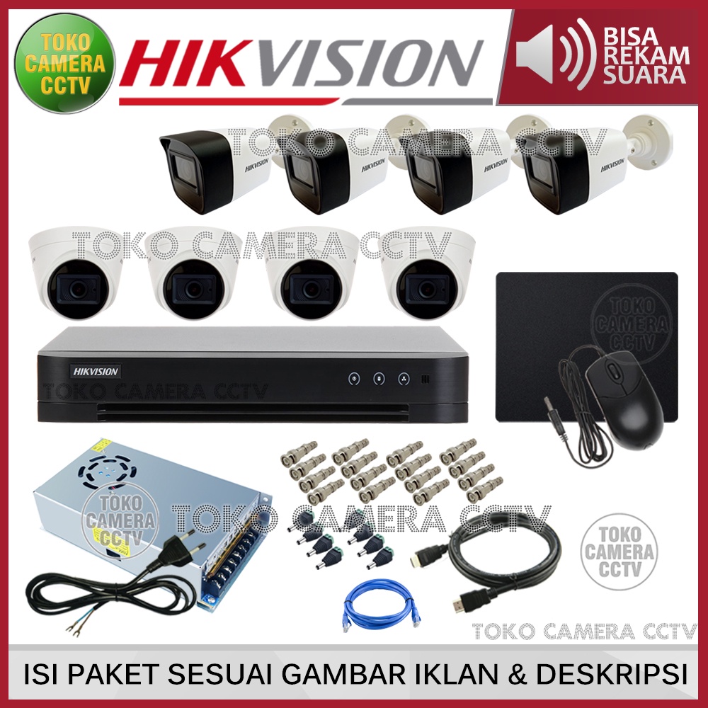 PAKET CCTV HIKVISION 2MP 8 CHANNEL 8 KAMERA AUDIO