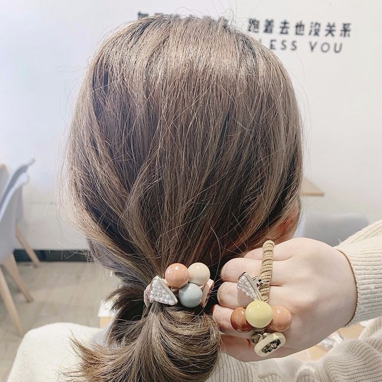 MurmerOfficial R397 Ikat Rambut Kepala Wanita Lucu Crystalin Karet Gelang Rambut Band Rambut Tali Mutiara Dongdaemun Sederhana Akses oris Rambut Grosir