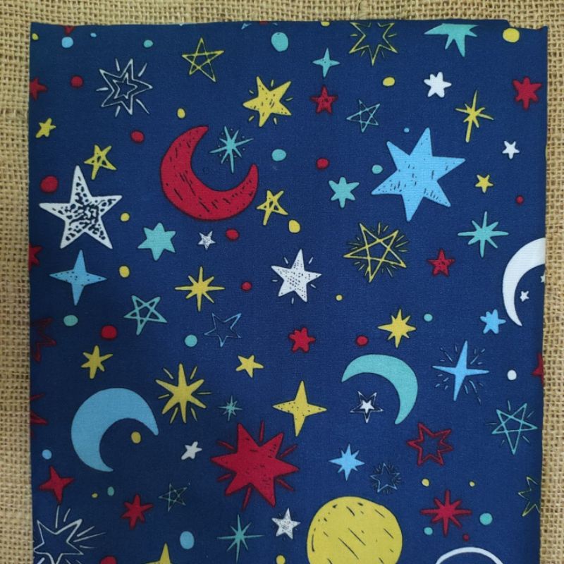 KAIN PERCA KATUN LOKAL 60X50CM MOTIF SKY NAVY