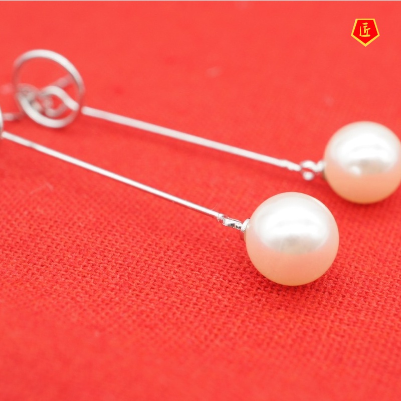 [Ready Stock]Personalized Female Tassel Long Pearl Earrings